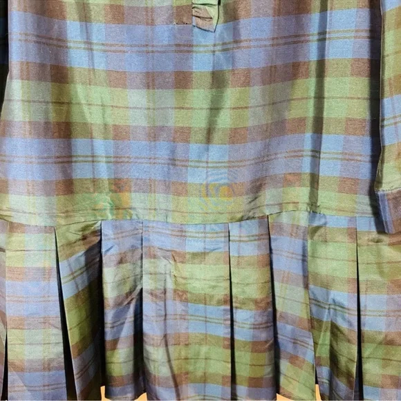 Tuckernuck Green and Blue Plaid Ruffle-Front Long-Sleeve Dress - Picture 7 of 10